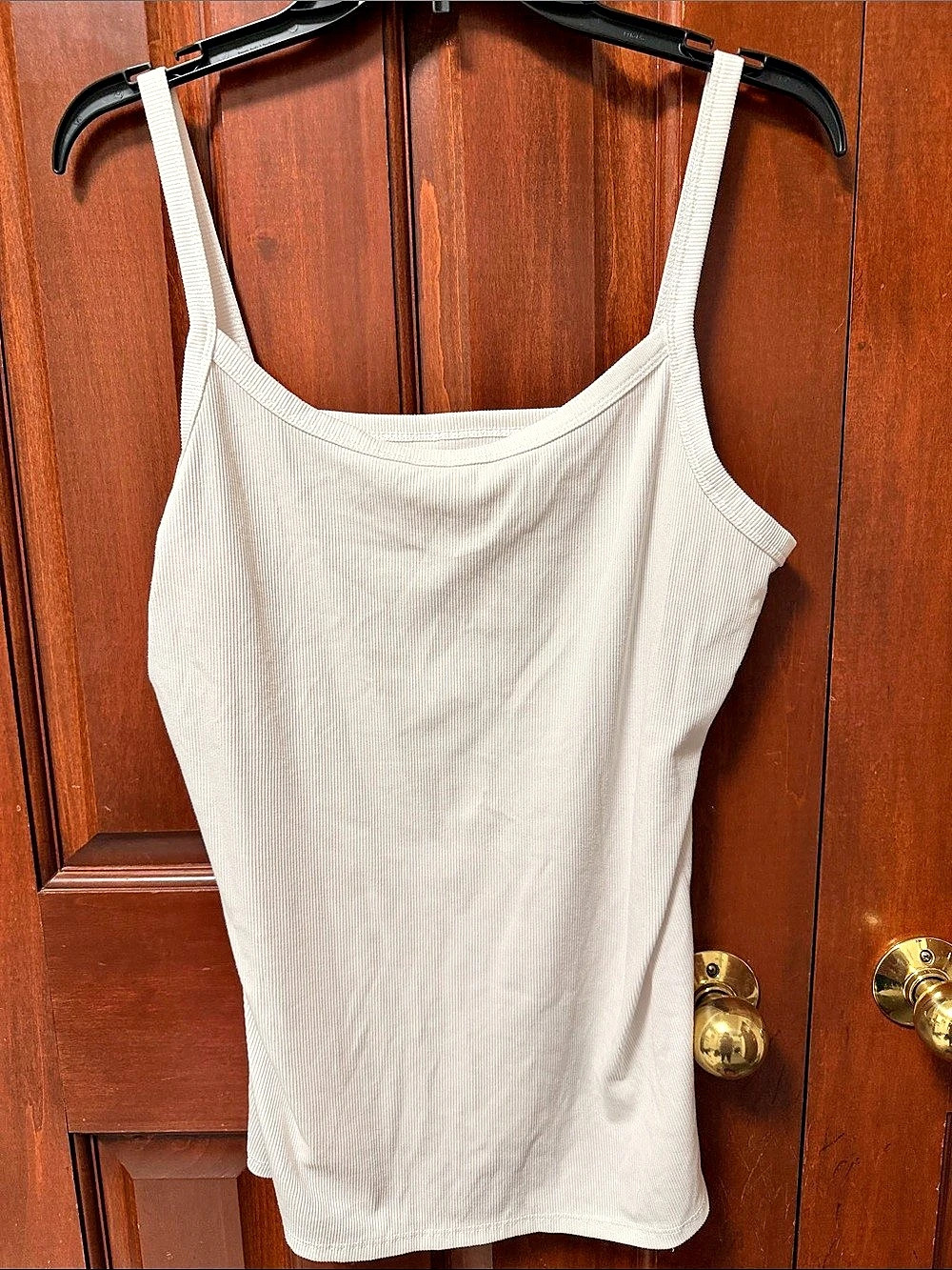 No Boundaries Ribbed Scoop-Neck Tank Top in Cream Like New